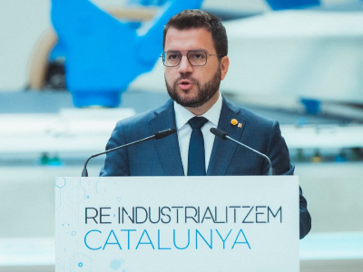 El  president Aragonès ha visitat aquest matí les instal·lacions de la companyia. (Fotograifa: Arnau Carbonell)