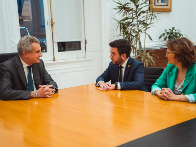 El president i la consellera, durant la trobada amb el ministre Rossi (Fotografies: Arnau Carbonell)