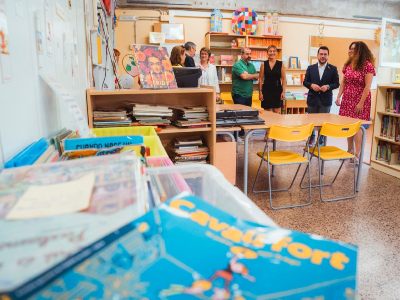 El president durant la visita a l'escola Ramon Llull de Rubí. Fotografia: Arnau Carbonell