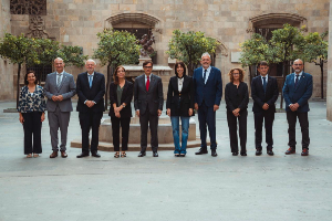 El president, la consellera, la ministra i els rectors (fotografia: Arnau Carbonell)