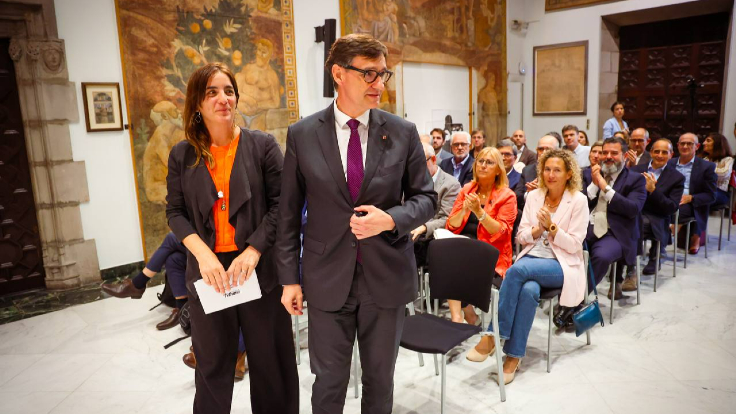 El president  i la consellera a la presentació del programa Catalunya Talent Bridge